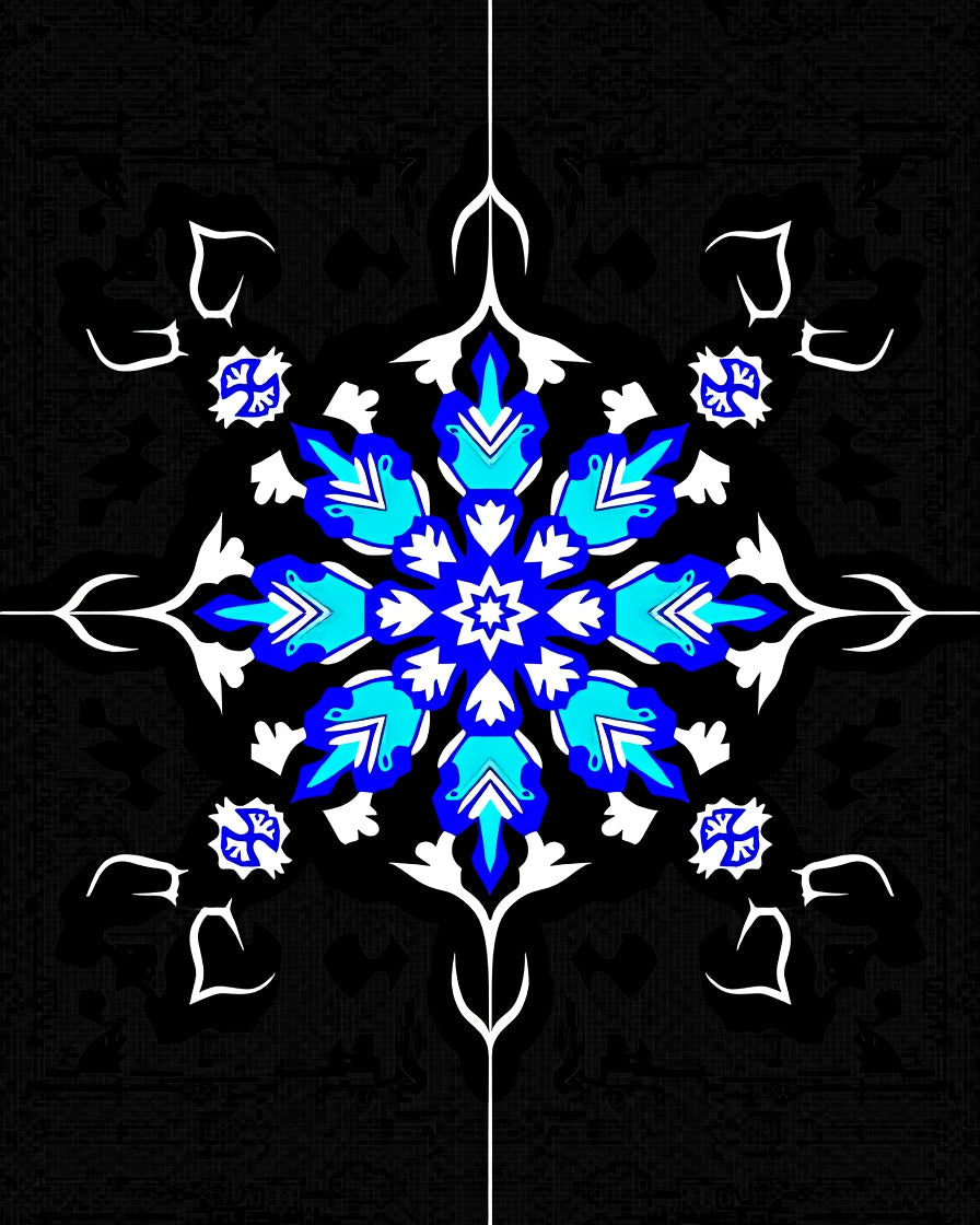 Classic Cobalt Teal Medallion Centerpiece Rug
