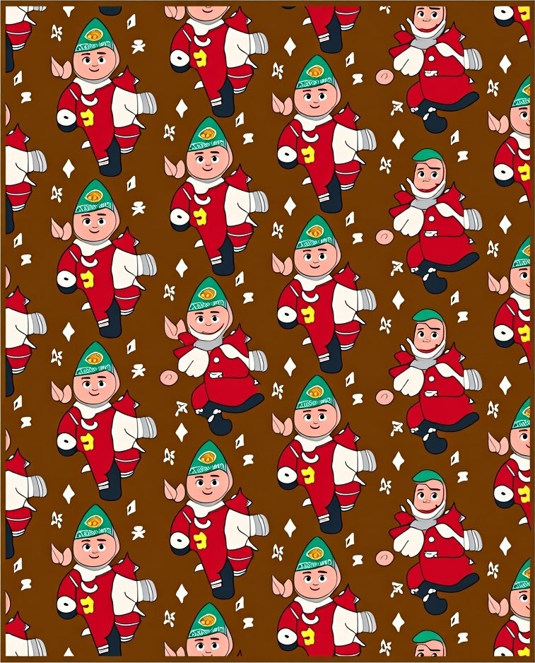Festive Red Character Repeat Background Rug