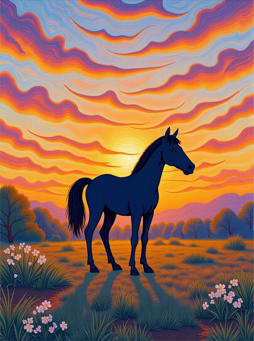 Dark Horse Sunset Sky Swirl Rug