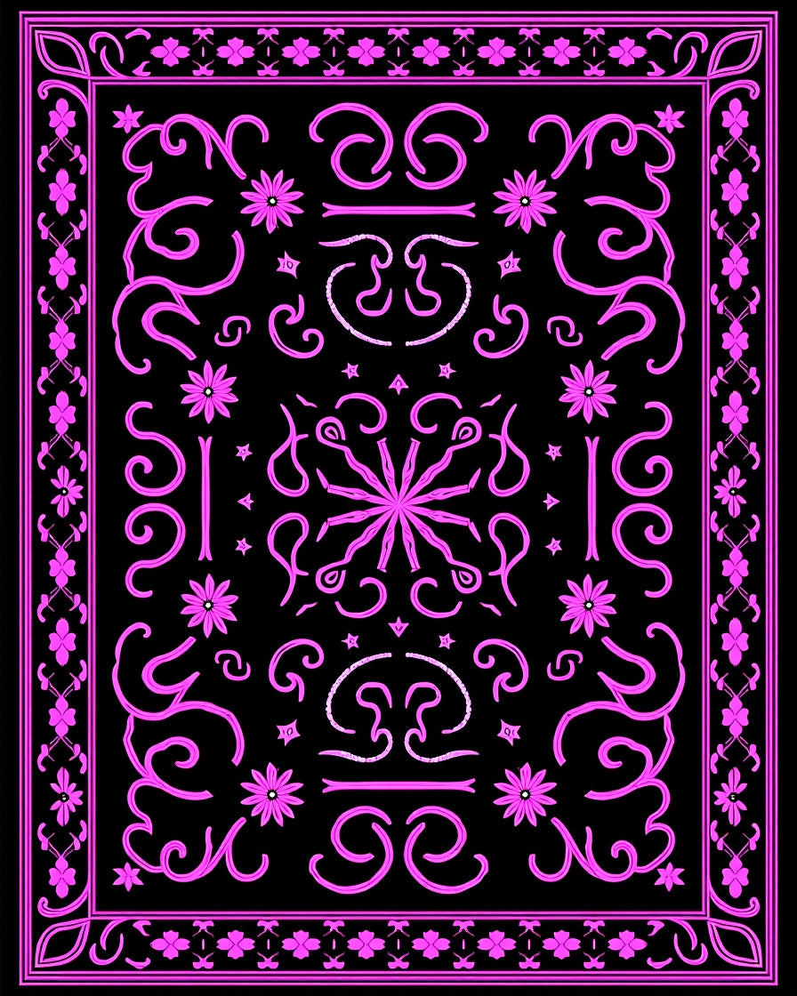 Vibrant Pink Floral Medallion Swirl Rug