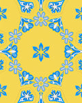 Bright Yellow Blue Floral Mandala Rug