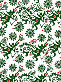 Festive Green Red Floral Vine Rug