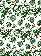Festive Green Red Floral Vine Rug