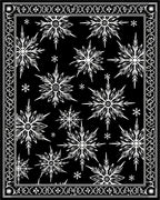 Black White Snowflake Composed Border Rug