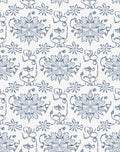 Elegant Blue Floral Scrollwork Rug
