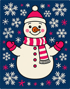 Festive Snowman With Pink Snowflake Sprinkles Rug