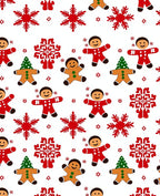 Red Gingerbread Snowflake Christmas Figures Rug