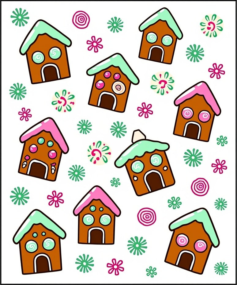 Gingerbread Houses Festive Holiday Collection Rug