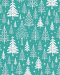 Aqua White Silhouette Evergreen Forest Rug