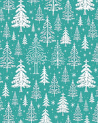 Aqua White Silhouette Evergreen Forest Rug