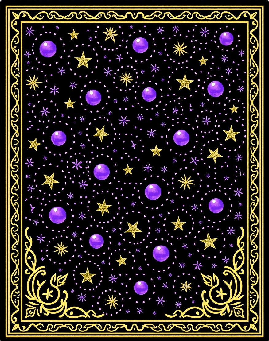 Cosmic Yellow Star Purple Orb Rug