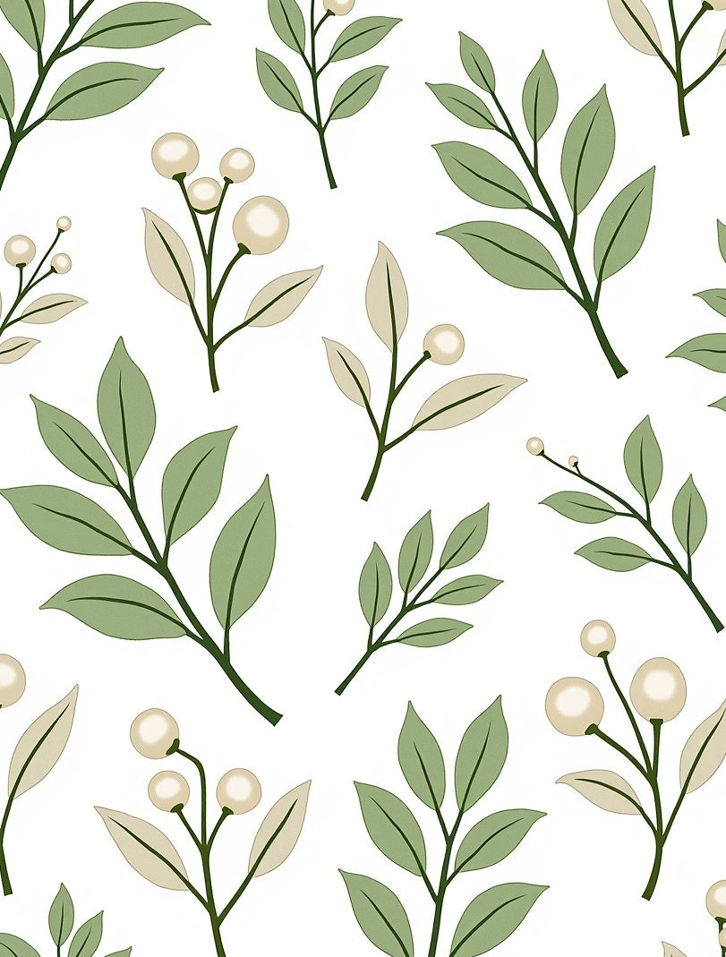Botanical Sprigs Ivory Cream Greenery Rug