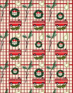 Farming Red Truck Wreath Festive Rug