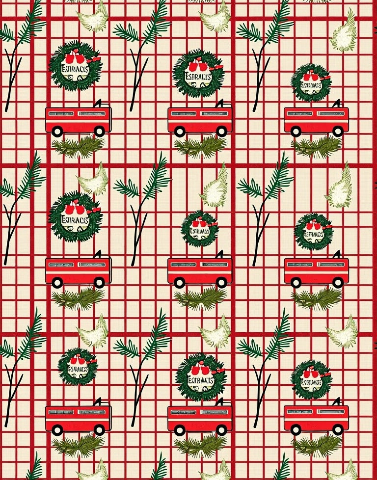 Farming Red Truck Wreath Festive Rug