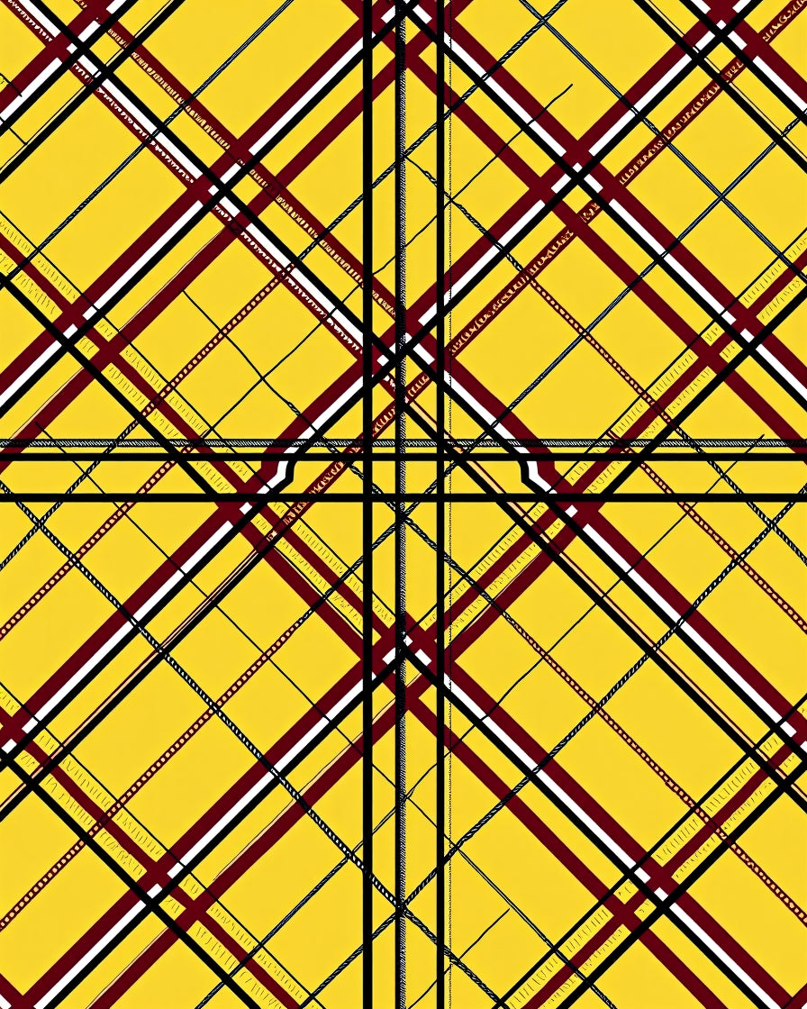 Bold Yellow Plaid With Red Stripes Rug
