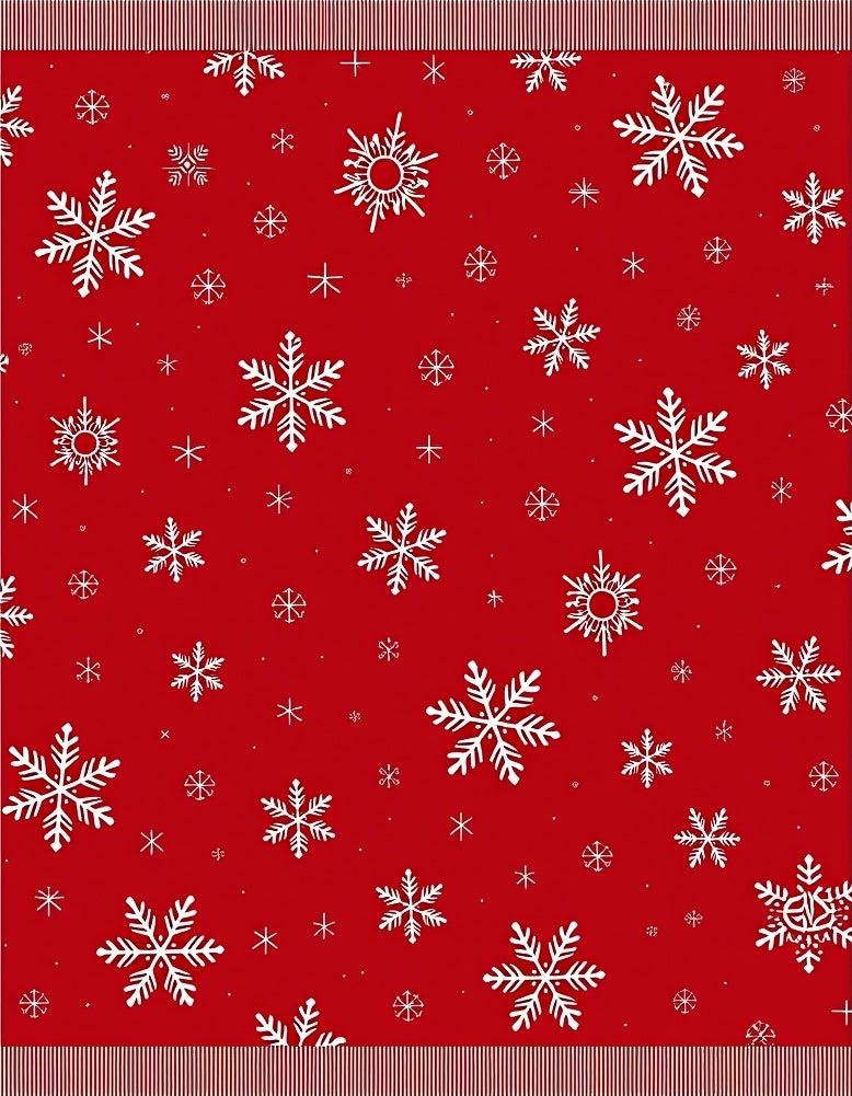 Crimson Red Snowfall Snowflake Scatter Rug