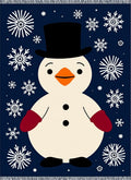 Navy Blue Snowman Snowflake Whimsical Rug