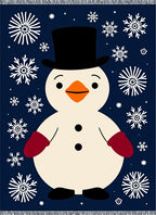 Navy Blue Snowman Snowflake Whimsical Rug