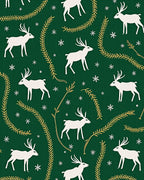 White Deer Festive Garland Emerald Rug