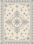 Cream Blue Floral Medallion Border Rug