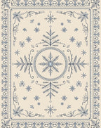 Cream Blue Floral Medallion Border Rug