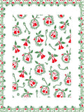 Crimson Bells Green Fir Wreath Border Rug
