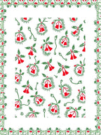 Crimson Bells Green Fir Wreath Border Rug