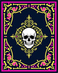 Gothic Skull Neon Floral Emblem Rug
