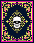 Gothic Skull Neon Floral Emblem Rug