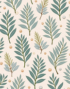 Sage Green Leaf And Pearl Garland Rug