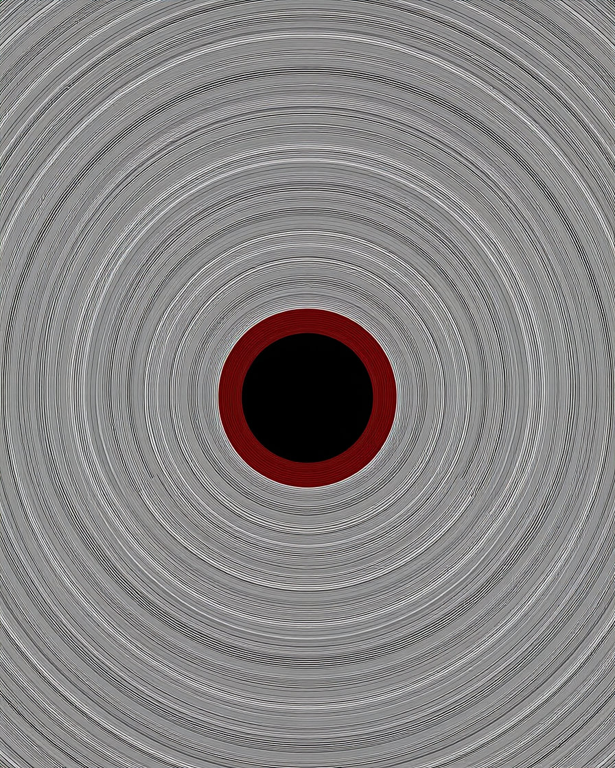 Concentric Circles Black Red Gray Rug
