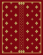 Crimson Starburst Medallion Border Rug