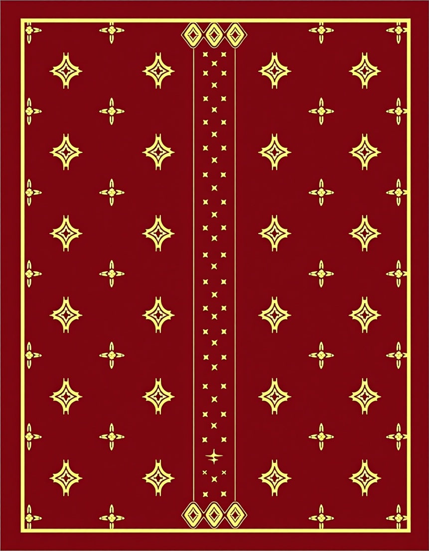 Crimson Starburst Medallion Border Rug