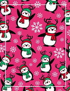 Whimsical Pink Penguin Snowflake Toss Rug