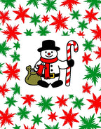 Christmas Snowman Red Green Starburst Rug