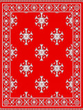 Vibrant Red Snowflake Border Rug