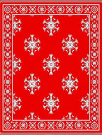 Vibrant Red Snowflake Border Rug