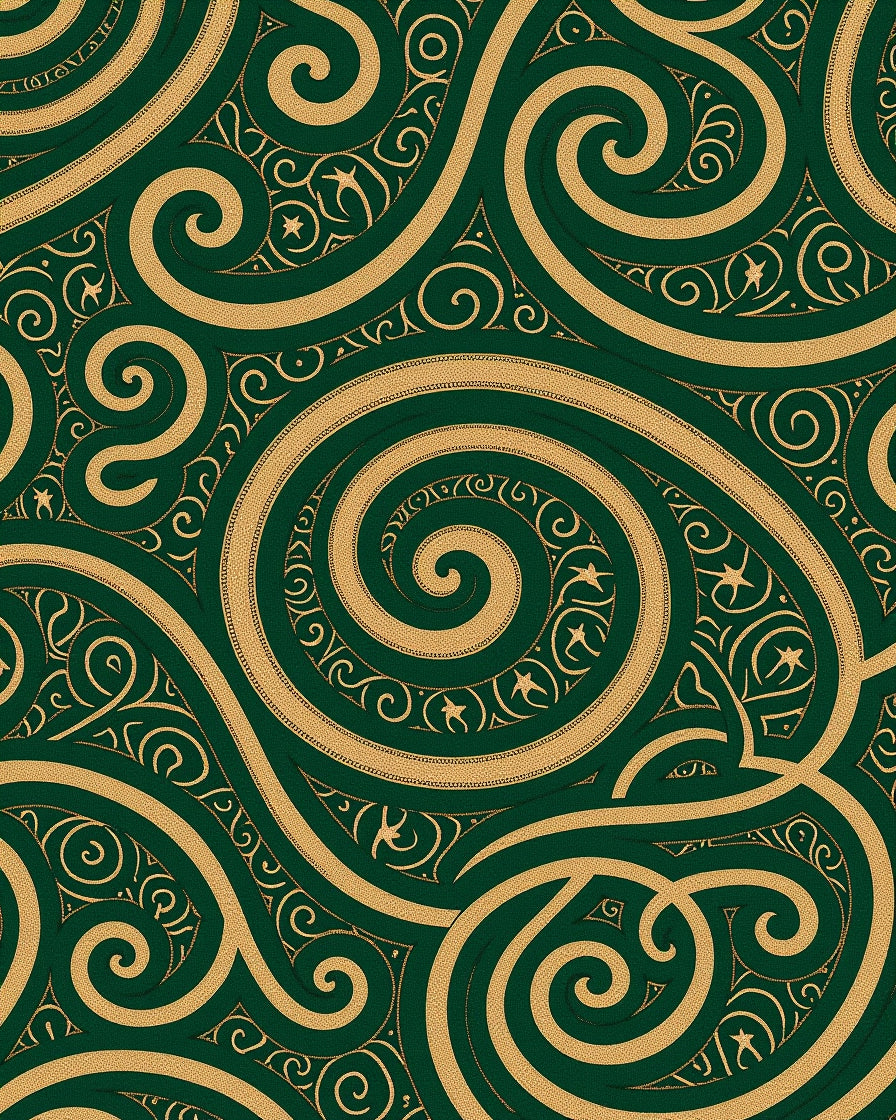 Emerald Gold Swirl Celtic Knot Rug