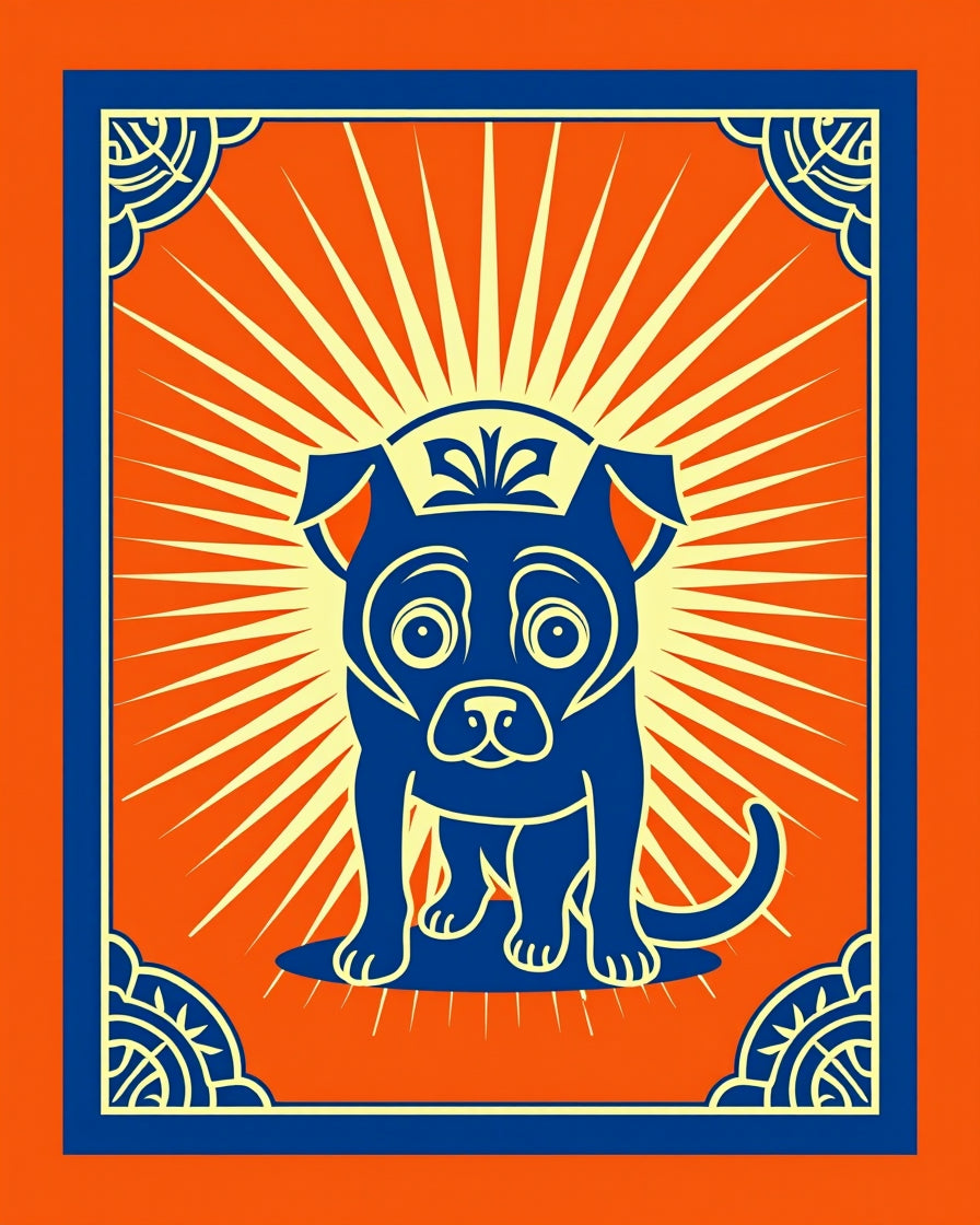 Bold Blue Dog Burst Rug