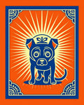 Bold Blue Dog Burst Rug