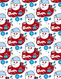 Jolly Red Snowman Blue Ornament Tile Rug