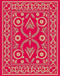 Crimson Gold Elaborate Floral Frame Rug