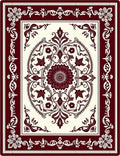 Deep Red Floral Garland Border Rug