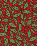 Retro Holly Berry Botanical Print Rug