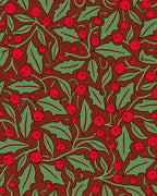 Retro Holly Berry Botanical Print Rug