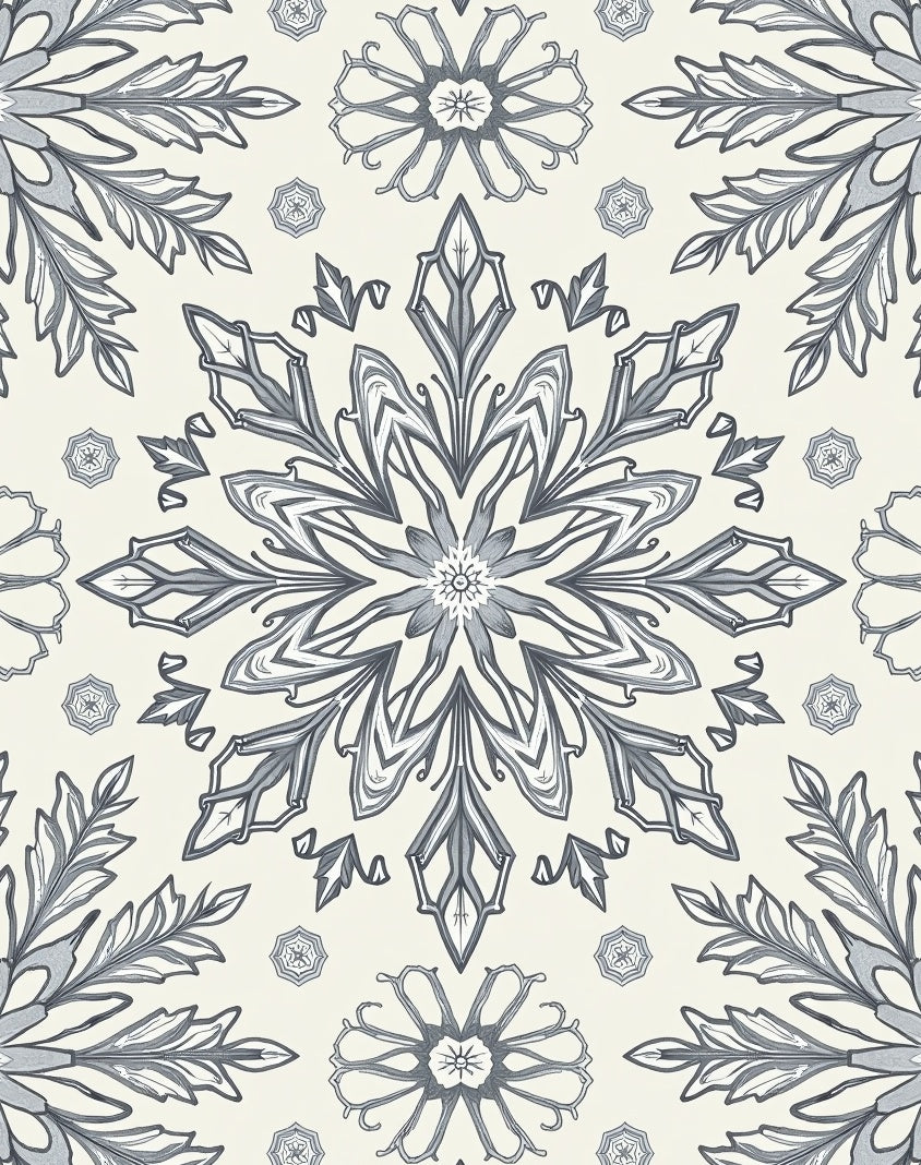 Tonal Gray Intricate Floral Mandala Rug