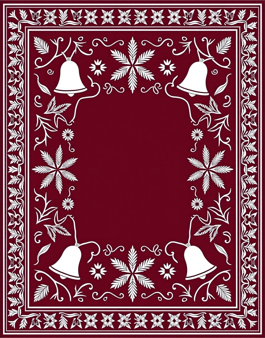 Crimson Bell Floral Border Rug