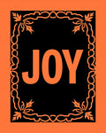Orange Black Floral Word Art Rug