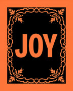 Orange Black Floral Word Art Rug