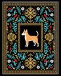 Orange Dog Black Floral Border Rug